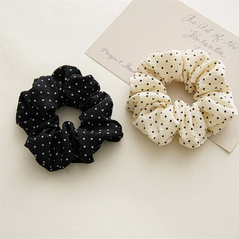 Vintage Polka Dot Stoff Haargummis Für Damen Elastische Haarbänder Pferdeschwanz Halter Pendler Haarschmuck Kopfbedeckung