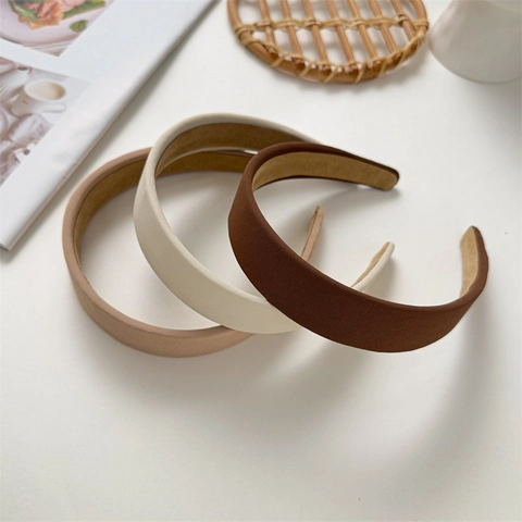 Vintage Solid Color Wide Brim Fabric Headband For Women Non-Slip Thickened Hair Hoop For Face Washing Outing Daily Hair Accessories