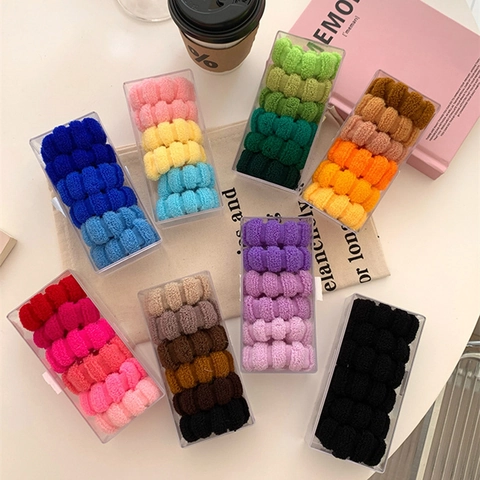 Set di Elastici per Capelli in Spugna di Peluche ad Alta Elasticità Senza Cuciture con Trama a Onde Supporto per Coda di Cavallo Accessori Donna