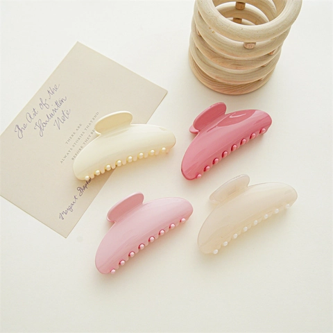 Large Polystyrene Hair Claw Clip For Women Elegant Glossy Shark Clip Strong Hold Hair Catch For Thick Hair Accessory