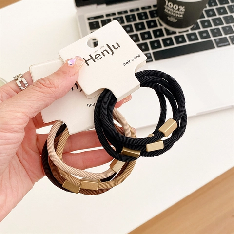 Hochelastische Haargummis Für Damen Minimalistische Haarbänder Mit Metalldekor Mode Ponytail Holder Haaraccessoires