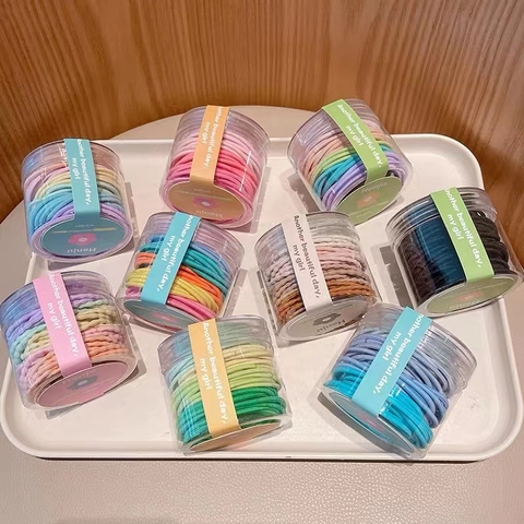 Candy Color Haargummis Set Mit Hoher Elastizität Für Damen Mädchen Vielseitige Pferdeschwanzhalter Nahtlose Haarbänder Mit Aufbewahrungsdose