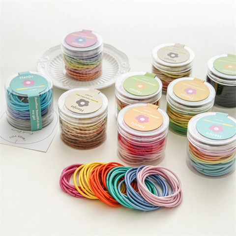 Candy Color Haargummis Set Mit Hoher Elastizität Für Damen Mädchen Vielseitige Pferdeschwanzhalter Nahtlose Haarbänder Mit Aufbewahrungsdose