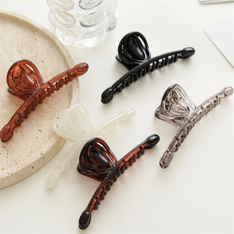 Pinza para el Cabello Grande Vintage Elegante Pinza de Resina Plástica Antideslizante para Cabello Grueso Accesorios para el Peinado Mujer