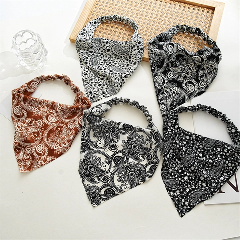 Vintage Paisley Bedrukte Driehoekige Hoofddoek Haarband Voor Dames Bohemien Stof Elastische Haarband Hoofddeksel Accessoires