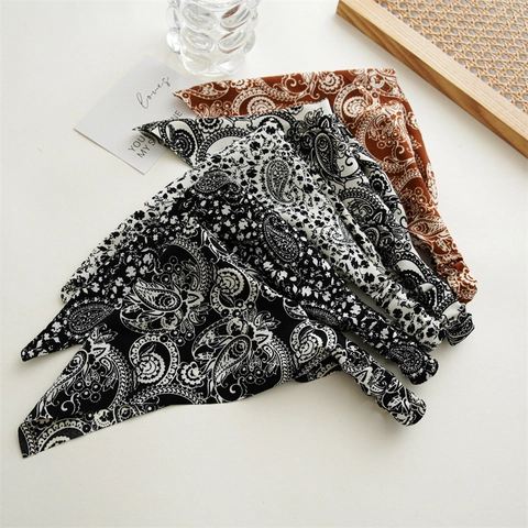 Vintage Paisley Bedrukte Driehoekige Hoofddoek Haarband Voor Dames Bohemien Stof Elastische Haarband Hoofddeksel Accessoires