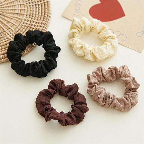 Minimalist High Elasticity Fabric Scrunchies For Women Handmade Pleated Large Intestine Hair Ring Solid Color Daily Hair Ties