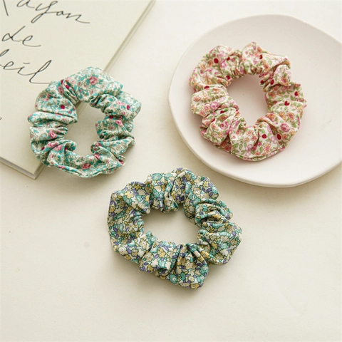 Blumen Scrunchies Für Damen Baumwolle Bedruckte Elastische Haargummis Westlichen Pastoralen Stil Kopfschmuck Alltag