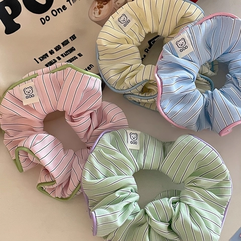 Süßes Gestreiftes Bär Haargummi Niedlicher Koreanischer Stil Casual Haarband Stoff Pferdeschwanz Halter Haaraccessoires Für Damen