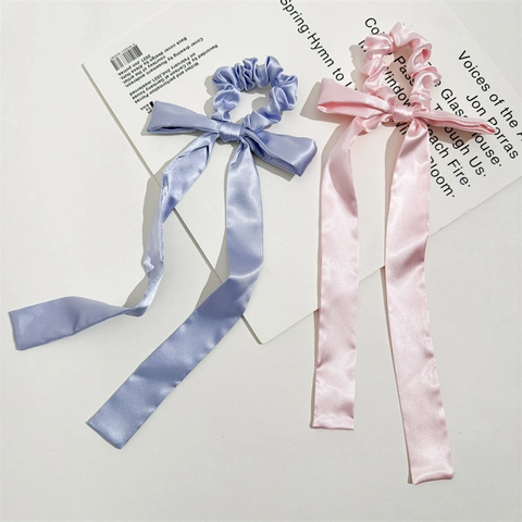 Eleganter Satin Schleife Haargummi Für Damen Langer Band Streamer Pferdeschwanz Halter Hohe Elastische Haarbänder Haarschmuck