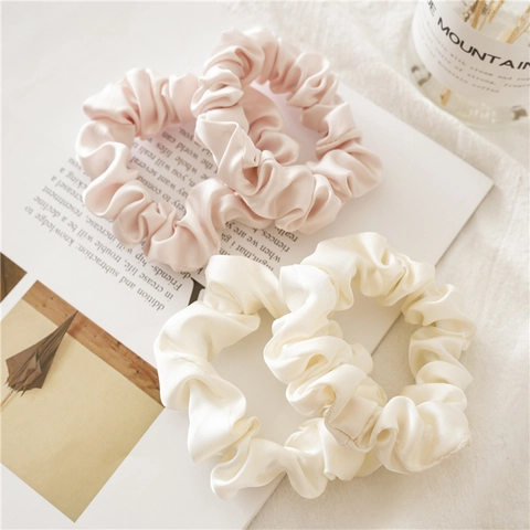 Elegant Satin Fabric Scrunchies High Elastic Solid Color Hair Ties For Women Daily Minimalist Hair Accessories