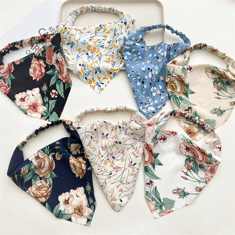 Bandana a Triangolo in Tessuto con Stampa Floreale Bohemian per Donna Elastica Copricapo Semplice Accessori per Capelli