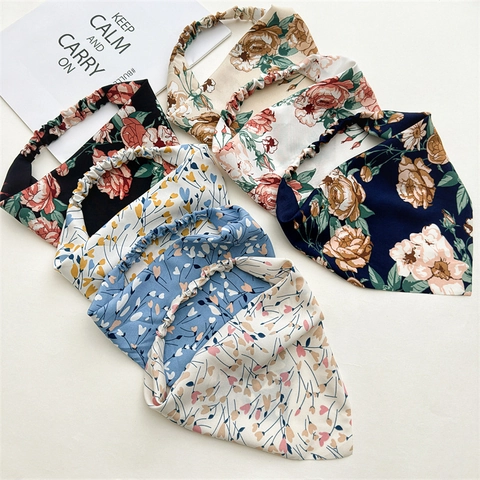 Bandana a Triangolo in Tessuto con Stampa Floreale Bohemian per Donna Elastica Copricapo Semplice Accessori per Capelli