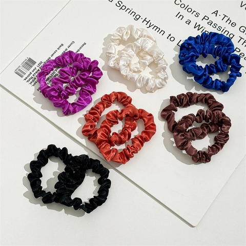 Minimalist Satin Fabric Scrunchies For Women High Elastic Pleated Silk Texture Hair Ties Solid Color Hair Accessories