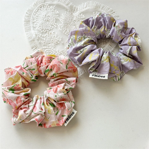 Stoff Haargummis Mit Blumenmuster Französischer Stil Süße Pferdeschwanz Halter Handgefertigte Haarschmuck Für Damen Jugendliche