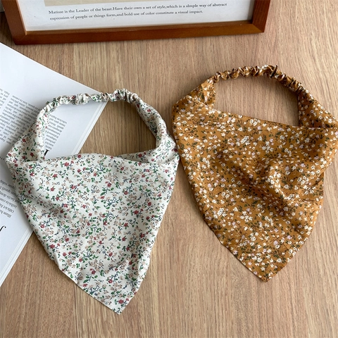 Damen Blumen Dreieckiges Kopftuch Elastisches Stirnband Landhausstil Sommer Haarschmuck Stoff Bedrucktes Kopftuch Bandana