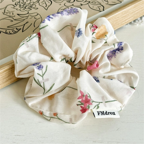 Scrunchie in Tessuto Dolce con Stampa a Ciliegie e Fiori Fascia per Capelli Elastica Stile Fresco per Donna Ragazza
