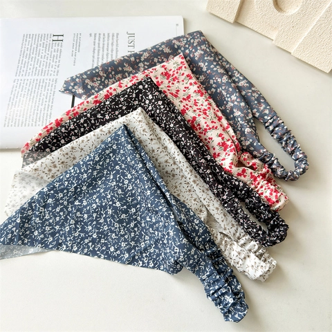 Fascia per Capelli in Tessuto a Fiori Pastorale Foulard Triangolare Con Elastico Stile Fresco Vintage Accessorio Decorativo Moda per Donna Ragazza