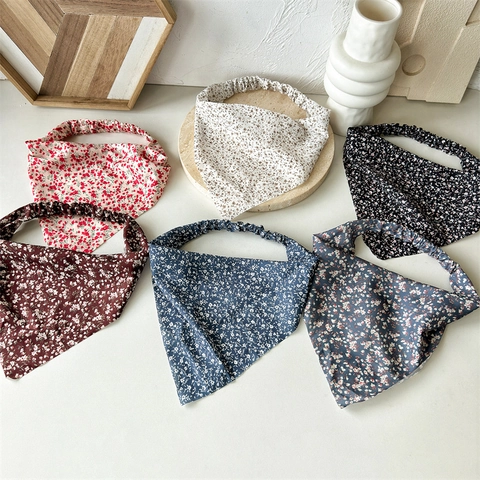 Fascia per Capelli in Tessuto a Fiori Pastorale Foulard Triangolare Con Elastico Stile Fresco Vintage Accessorio Decorativo Moda per Donna Ragazza