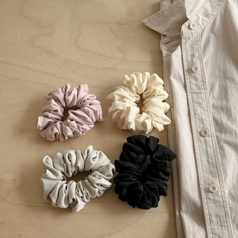Large Pleated Satin Scrunchies Solid Color Elastic Hair Ties Fashion Oversized Hair Rope For Women Daily Hair Accessories