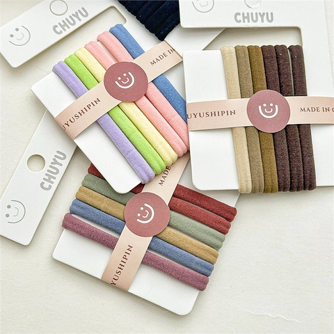 Girls College Style Candy Color Hair Ties High Elastic Seamless Towel Ring Hair Rope Nylon Polyester Fiber For Women Daily Headwear