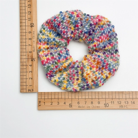 Herbst Winter Gestrickte Wolle Haargummi Weiche Plüsch Haargummi Bunte Punkte Elastische Pferdeschwanz Halter Zubehör