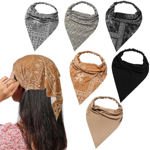 Boho Dreieckiges Stirnband Paisley Leopardenmuster Baumwolle Elastisches Kopftuch Für Damen Retro Kopfschmuck Haar-Accessoires