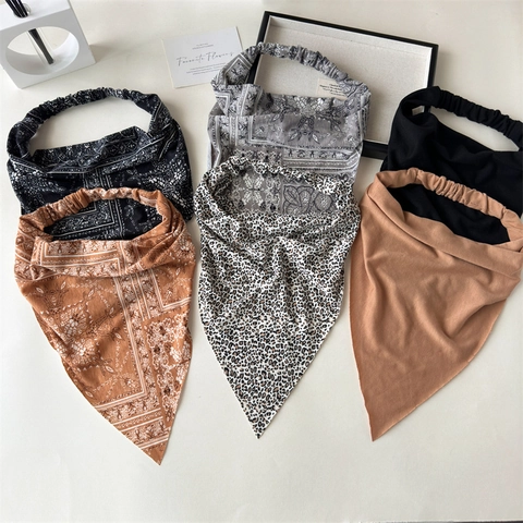 Boho Dreieckiges Stirnband Paisley Leopardenmuster Baumwolle Elastisches Kopftuch Für Damen Retro Kopfschmuck Haar-Accessoires