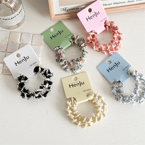 Women Spiral Woven High Elastic Hair Tie Handmade Durable Fabric Hair Band Ponytail Holder Sweet Fresh Style Headwear Accessory