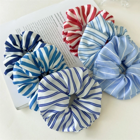 Minimalist Fresh Stripe Scrunchies For Women Girls High Elasticity Fabric Hair Ties Ponytail Holder Hair Accessories