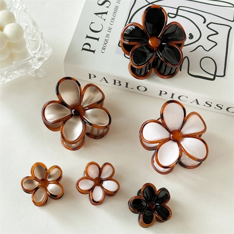 Vintage Bernstein Blume Haarkralle Shark Clip Elegant Frangipani Haarspange Für Damen Französischer Stil PC Haarschmuck