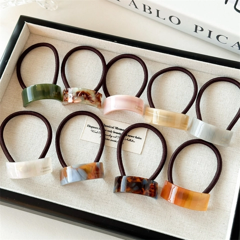 Koreanischer Stil Acetat Geometrischer Bogen Haargummi Hoch Elastisch Minimalistisch Französischer Stil Marmormuster Mode Haarschmuck