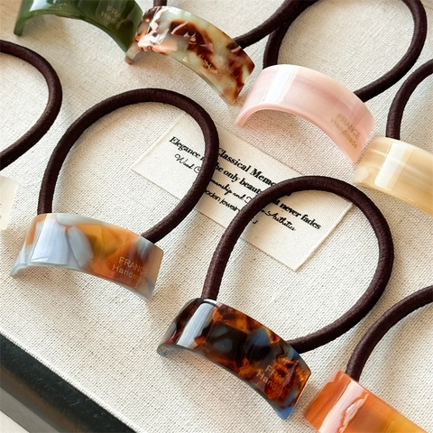 Koreanischer Stil Acetat Geometrischer Bogen Haargummi Hoch Elastisch Minimalistisch Französischer Stil Marmormuster Mode Haarschmuck