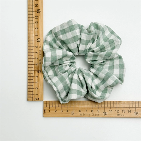 Elastico per Capelli Verde Gingham Floreale Alta Elasticità in Tessuto Accessorio per Capelli Stile Coreano per Donna Decorazione Quotidiana