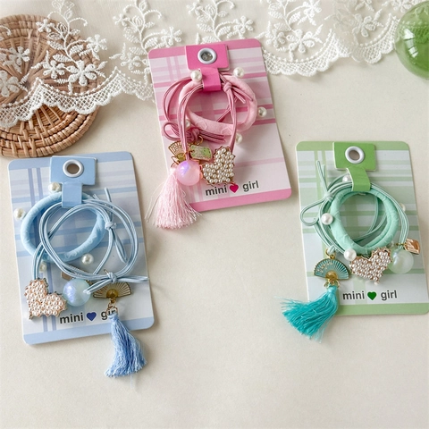 Elastici per Capelli in Stile Vintage Con Nappine e Perle Artificiali Ciondolo a Cuore Ventaglio per Donna Accessori Capelli