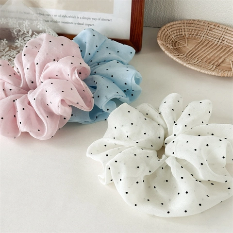 Coletero Vintage de Lunares Elegante Lazo para el Cabello de Gasa Estilo Fresco Accesorios para el Cabello para Mujer Decoración Diaria