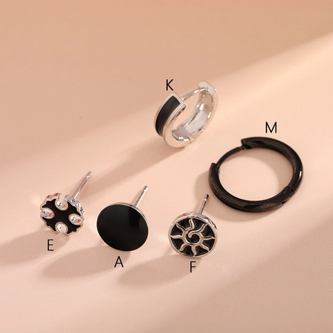 Ensemble de Boucles d'Oreilles en Acier Inoxydable pour Homme Femme Unisexe Minimaliste Motif Croix Soleil Boucles d'Oreilles Clous Anneaux Bijoux Avec Tige en Argent Sterling 925