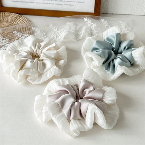 Chouchou Géant à Volants Style Ballet Satin Chiffon Élastique à Cheveux Haute Élasticité Pour Femmes Accessoires De Coiffure