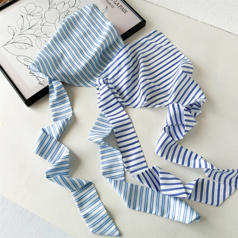 Fascia per Capelli Lunga in Tessuto a Strisce Minimalista per Donna Nastro per Capelli Estate Viaggio Vacanza Porta Coda Accessorio