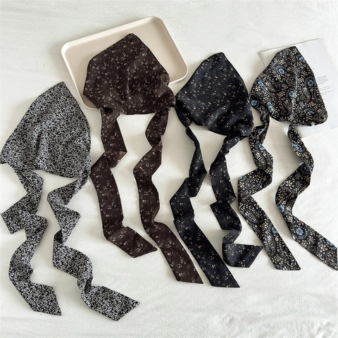 Fascia per Capelli in Chiffon Paisley Floreale Bandana a Triangolo Elegante con Nastro Lungo Donna Accessorio per Capelli