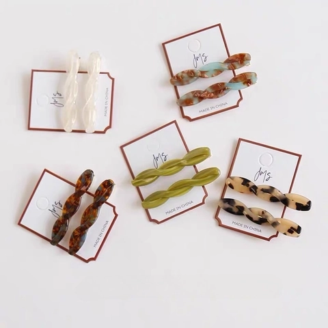 Elegant Acetate Twisted Hair Clip For Women Minimalist Marble Pattern Duckbill Clip Sweet Girl Style Side Barrette Accessory