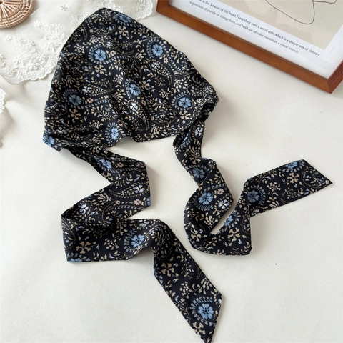 Fascia per Capelli in Chiffon Paisley Floreale Bandana a Triangolo Elegante con Nastro Lungo Donna Accessorio per Capelli