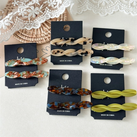 Elegant Acetate Twisted Hair Clip For Women Minimalist Marble Pattern Duckbill Clip Sweet Girl Style Side Barrette Accessory