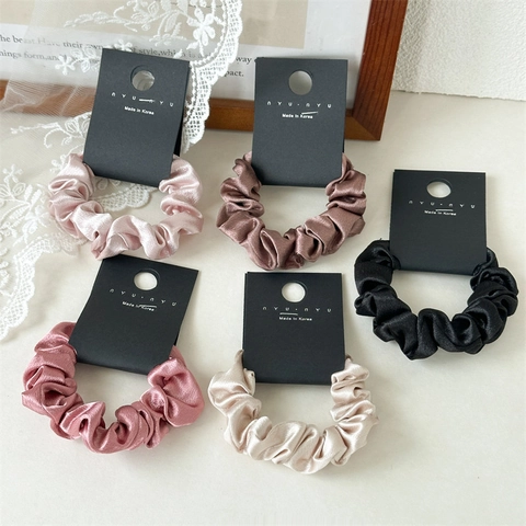 Elegante Satijnen Stof Scrunchie Voor Dames Frans Vintage Geplooid Haarelastiek Eenvoudig Hoge Elasticiteit Mode Accessoire
