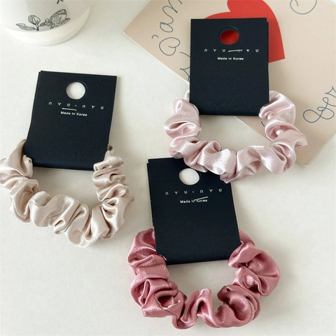 Elegante Satijnen Stof Scrunchie Voor Dames Frans Vintage Geplooid Haarelastiek Eenvoudig Hoge Elasticiteit Mode Accessoire