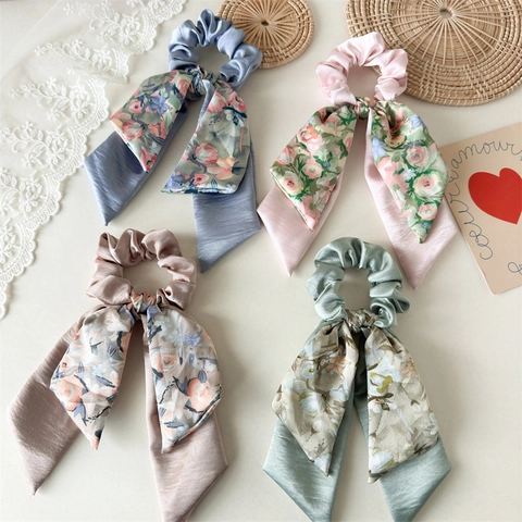 Satin Blumenbogen Band Haargummis Für Damen Handgefertigt Doppelschicht Pferdeschwanz Halter Stoff Haarbänder Mode Kopfschmuck