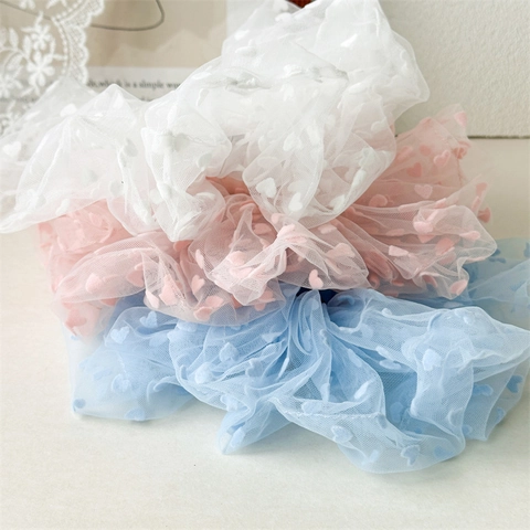 Zomer Zoet Mesh Hart Oversized Scrunchies Groot Haarelastiekje Knot Elastische Band Paardenstaart Houder Haaraccessoires Voor Dames