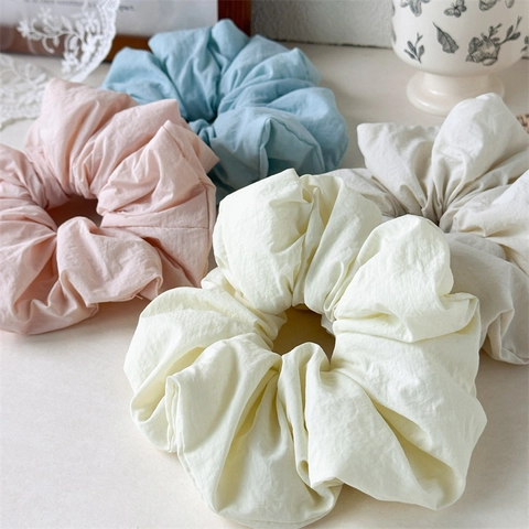 Scrunchies Oversize Vintage Francesi in Satin a Forma di Nuvola per Donna Eleganti Elastici Grandi Plicsettati per Coda di Cavallo