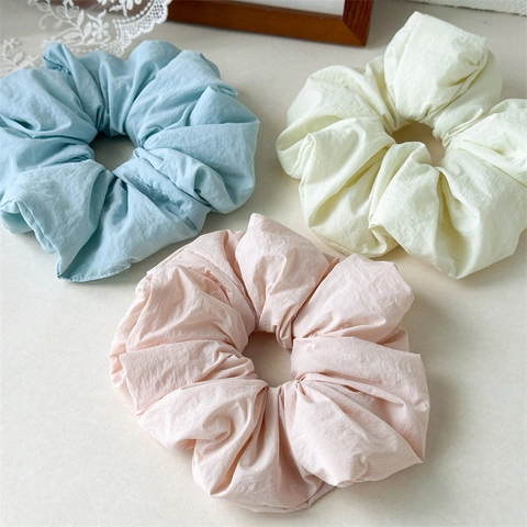 Scrunchies Oversize Vintage Francesi in Satin a Forma di Nuvola per Donna Eleganti Elastici Grandi Plicsettati per Coda di Cavallo