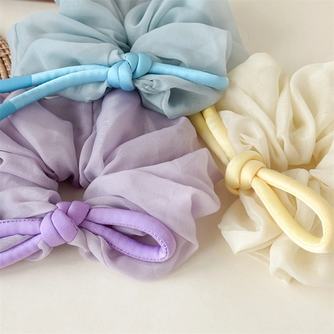 French Vintage Oversized Bow Scrunchie For Women Pleated Fabric Large Hair Tie Fashion Ponytail Holder Hair Accessory Gift